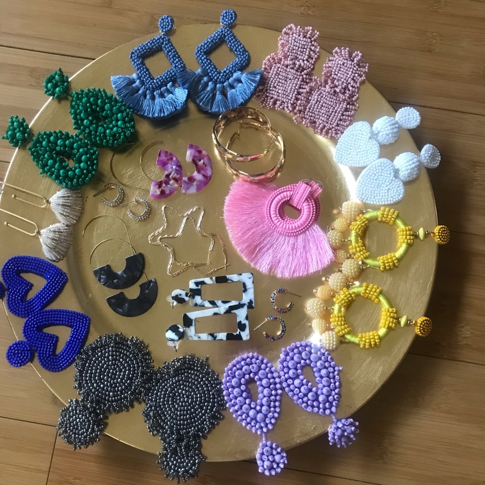 Handmade Purple Beaded Earring